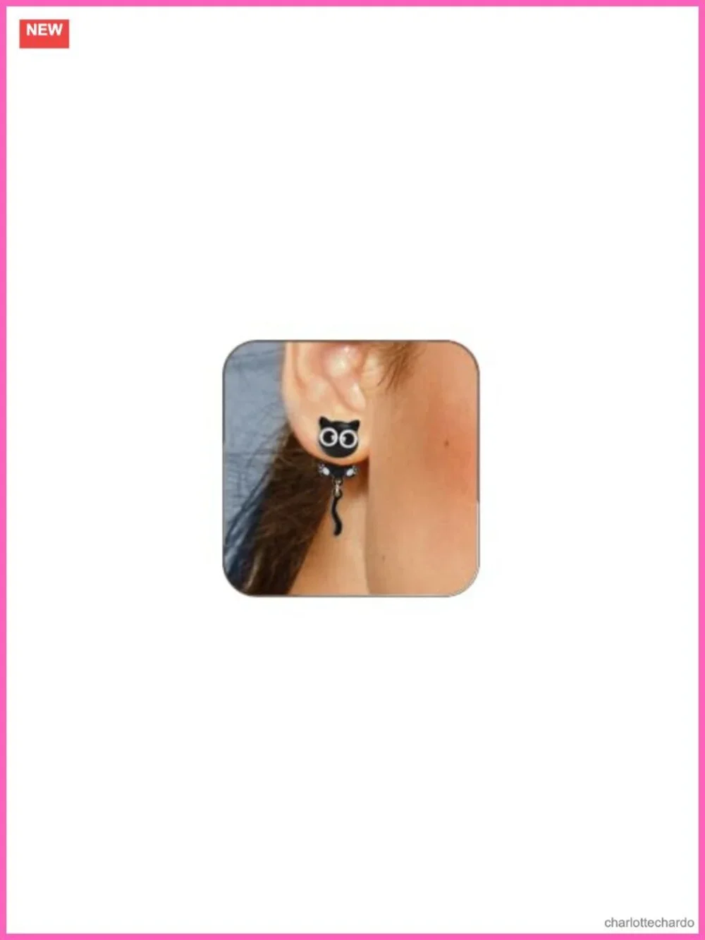 Black Cat Stud Earrings Stainless Steel Halloween Cute Cat Paw Jewelry